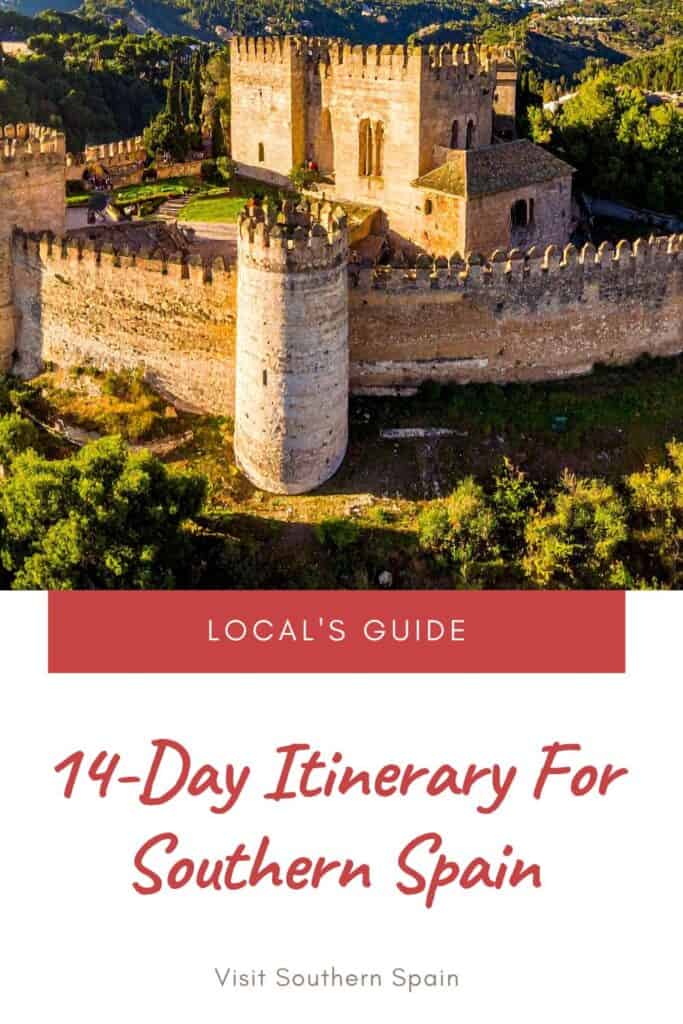 a pin with Alhambra in Granada, 14-Day Itinerary for Southern Spain