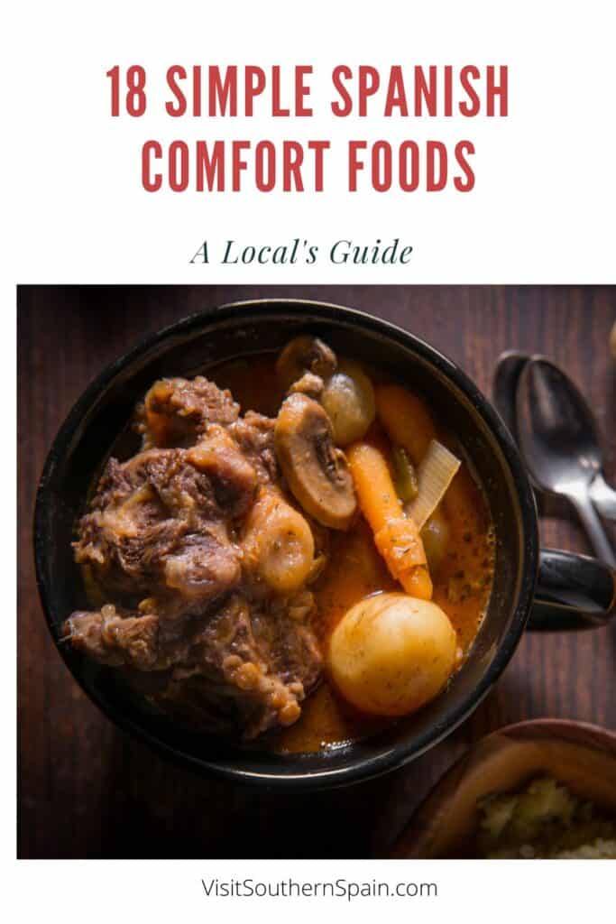 a pin with oxtail soup, one of the best Spanish Comfort Foods