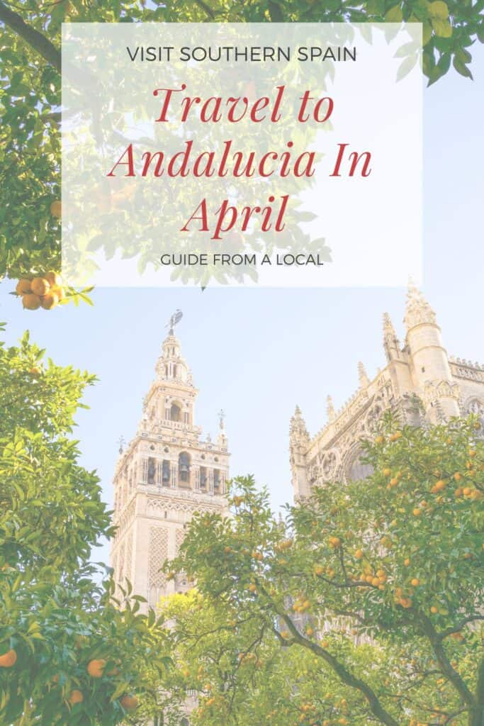 a pin with a cathedral in Seville for andalucia in april