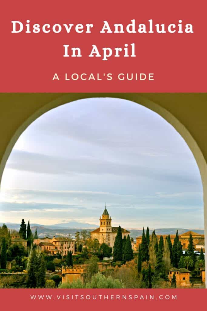 a pin with landscape of a city in andalucia in april