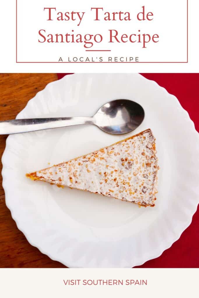 a pin with a slices of Tarta de Santiago