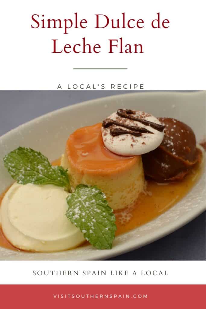 a pin with dulce de leche flan served with ice cream