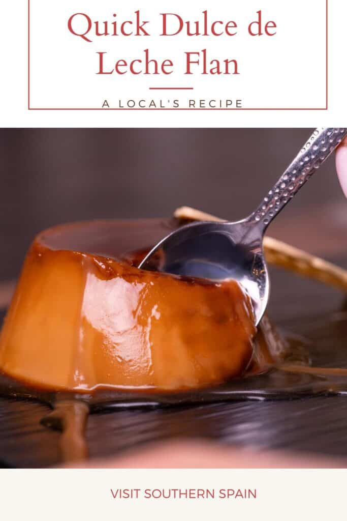 a pin with a dulce de leche flan