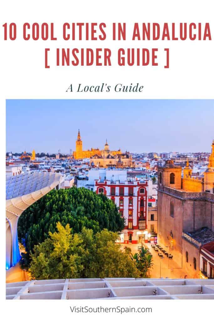 a pin with an aerial view over Seville, Cool Cities in Andalucia