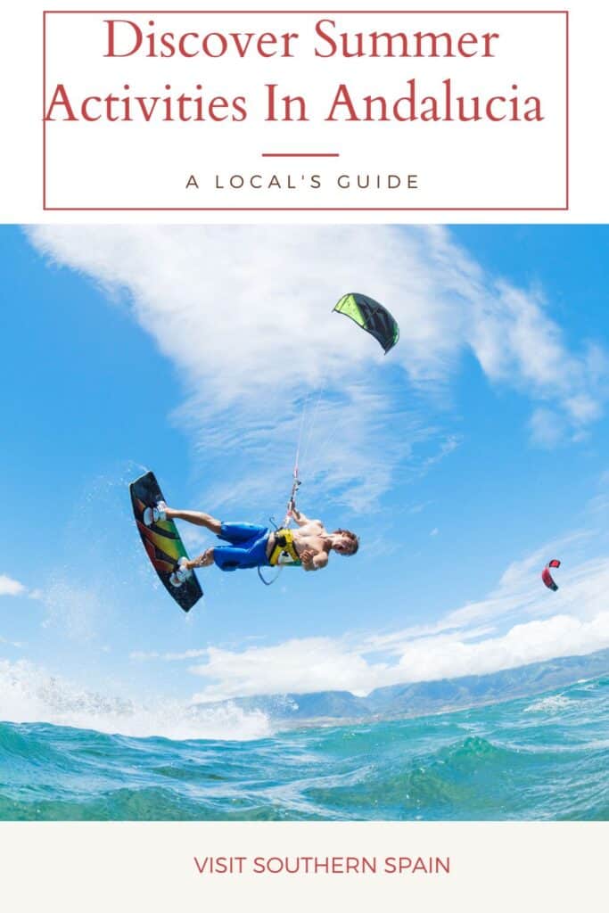a pin with a man wind surfing as summer activities in Andalucia