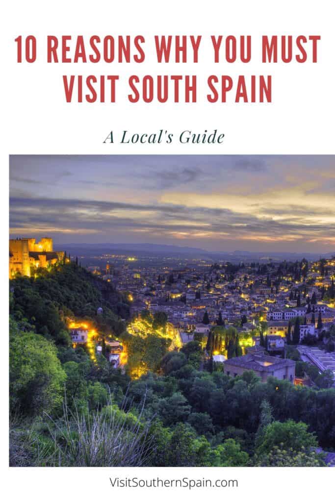 a pin with a landscape at night in Andalucia, Reasons Why You Must Visit South Spain