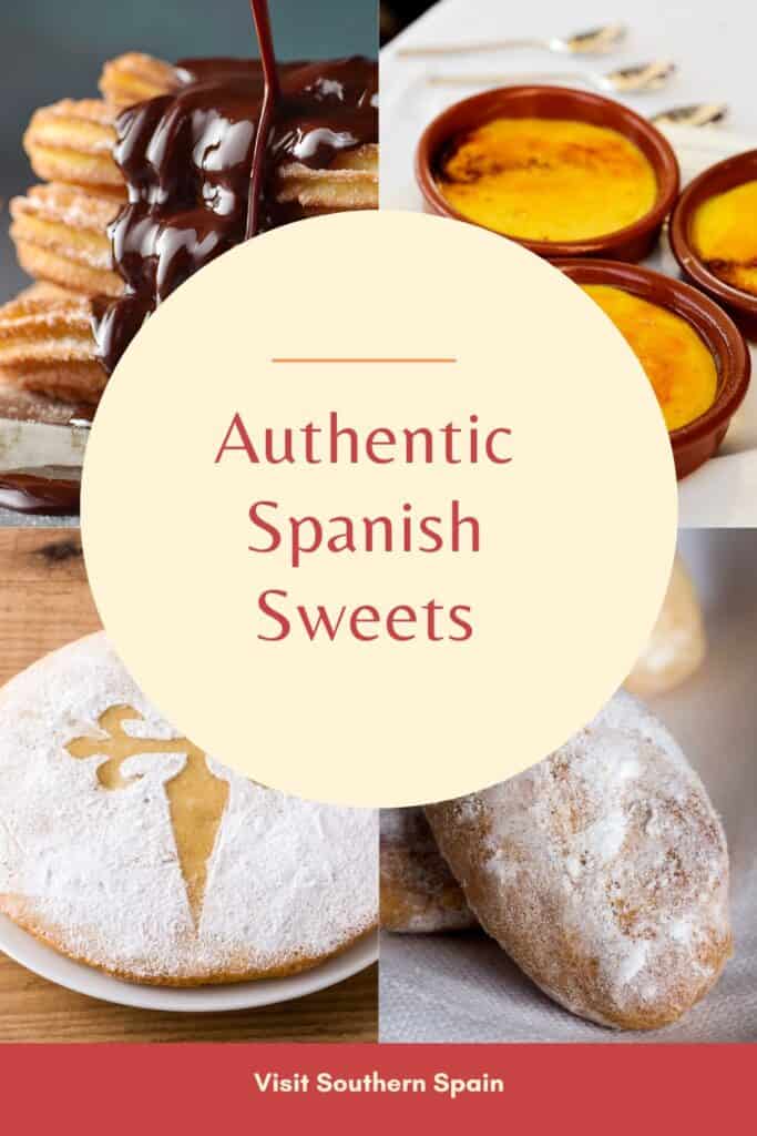 a pin with a photo collage related to Authentic Spanish Sweets