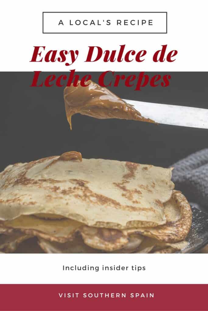 a pin with Dulce de leche crepes