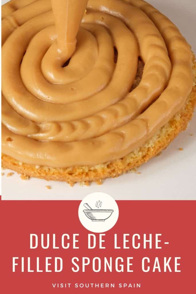 a pin with Dulce de leche-filled sponge cake