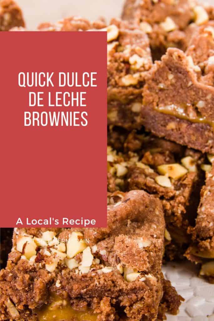 a pin with a closeup of Dulce de Leche Brownies