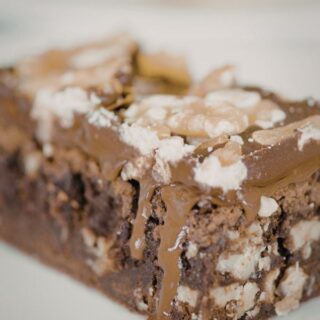 slice of Dulce de Leche Brownies with walnuts