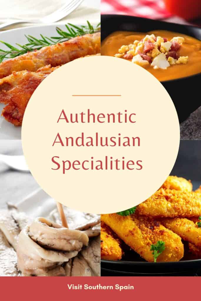 a pin with a photo collage related to Andalusian Specialities