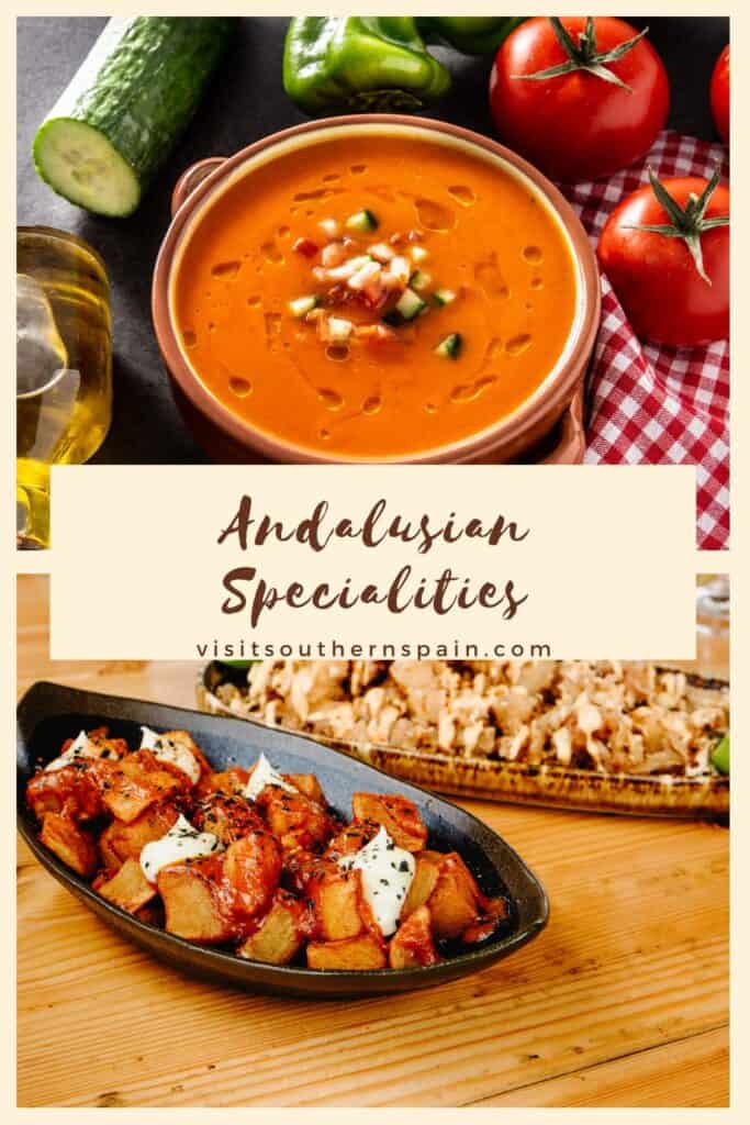 a pin with a photo collage related to Andalusian Specialities