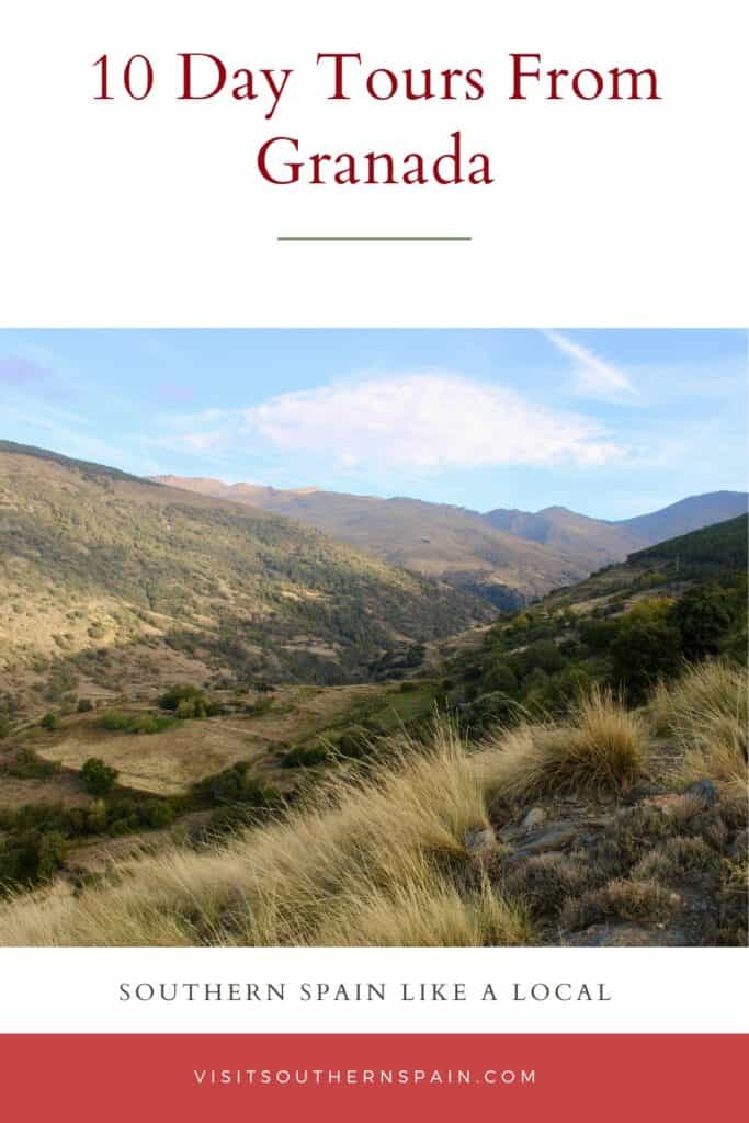 a pin with an landscape in Sierra Nevada, Spain. Day Tours from Granada