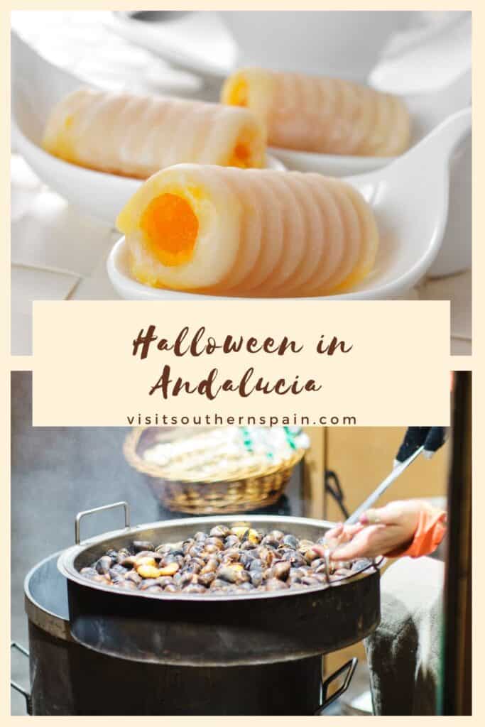 a pin with food related to Halloween in Andalucia