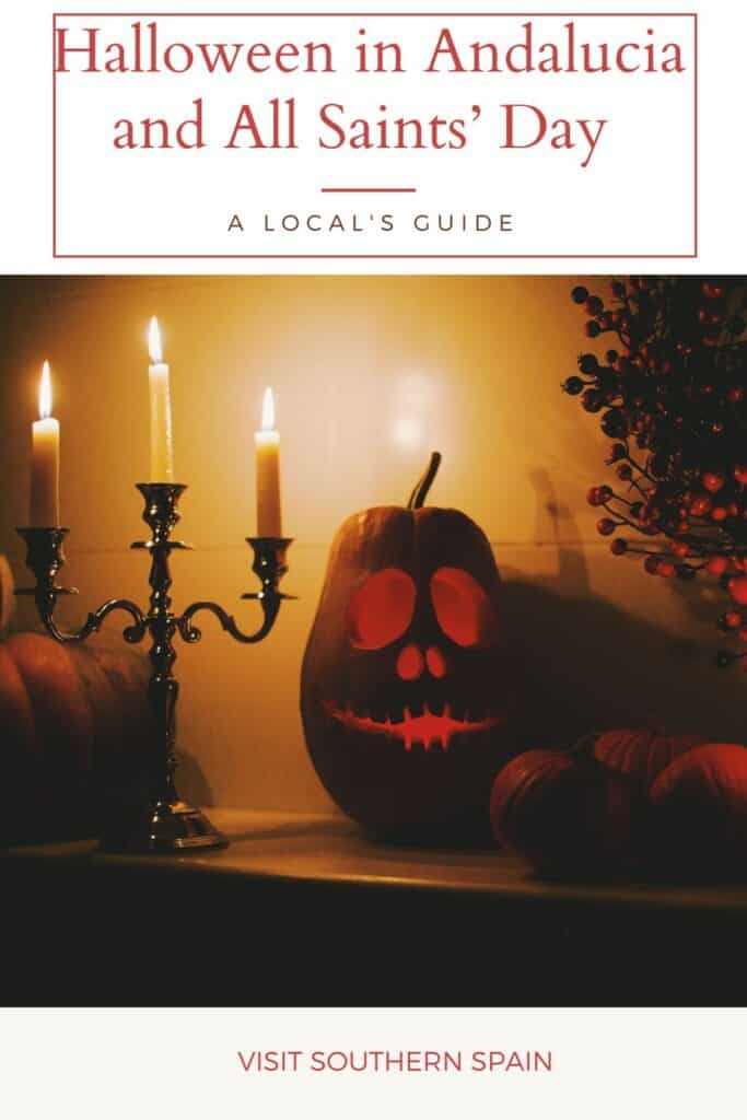 a pin with a carved pumpkin for Halloween in Andalucia