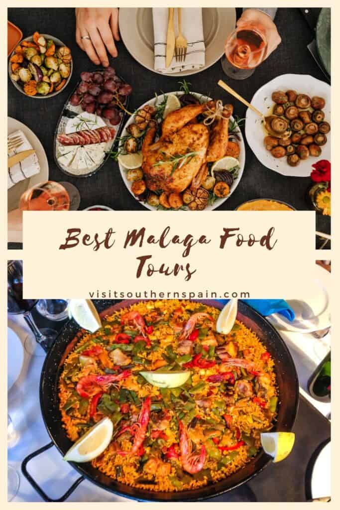 a pin with various foods you will get to try at Malaga Food Tours