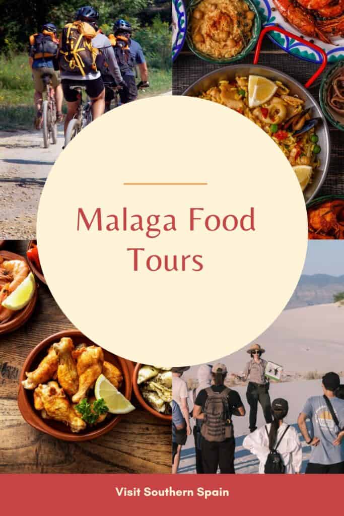 a pin with a photo collage related to Malaga Food Tours